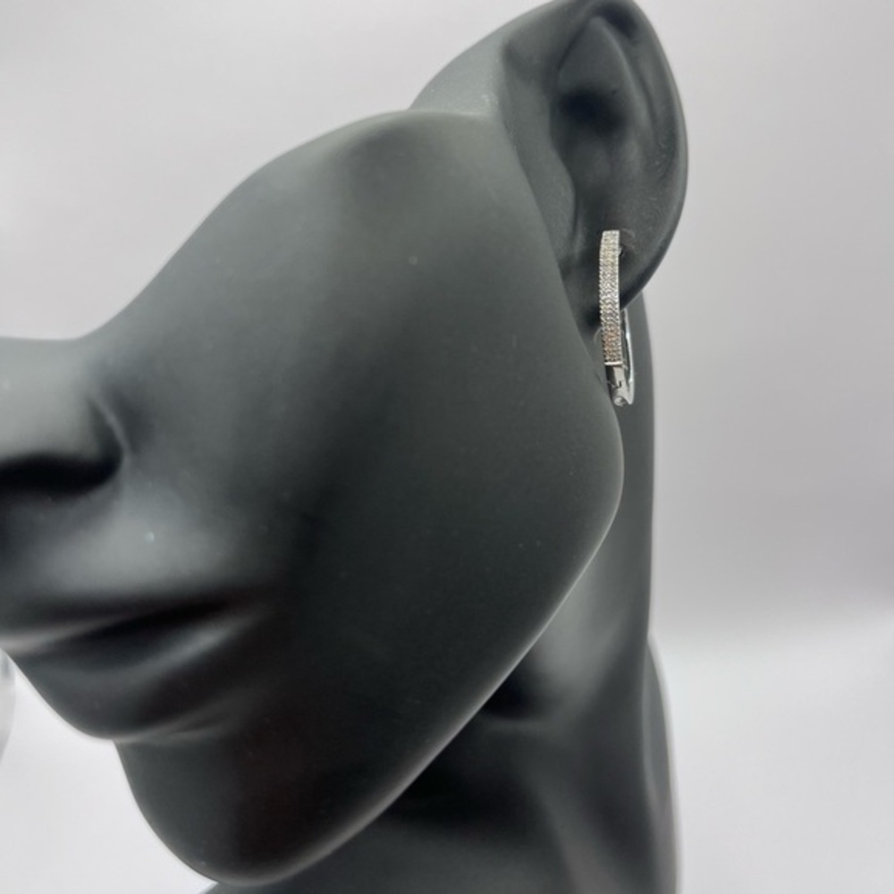0.25 CT Natural Diamond Sterling Silver Hoop Earrings
